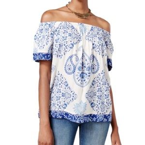 Lucky Brand blue and white paisley blouse